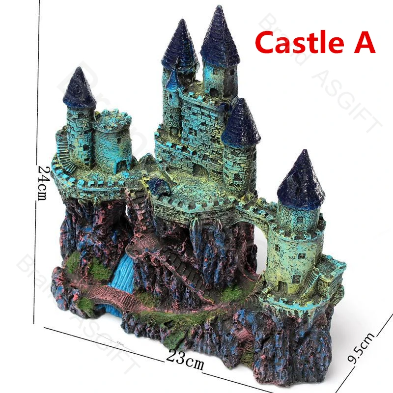 Aquarium Ancient Castle Decoration Resin Artificial Building Rocks Cave Aquarium Fish Tank Landscaping Ornament Decor fish tank ornaments fish tank decorations aquarium ornaments mini landscape ornaments