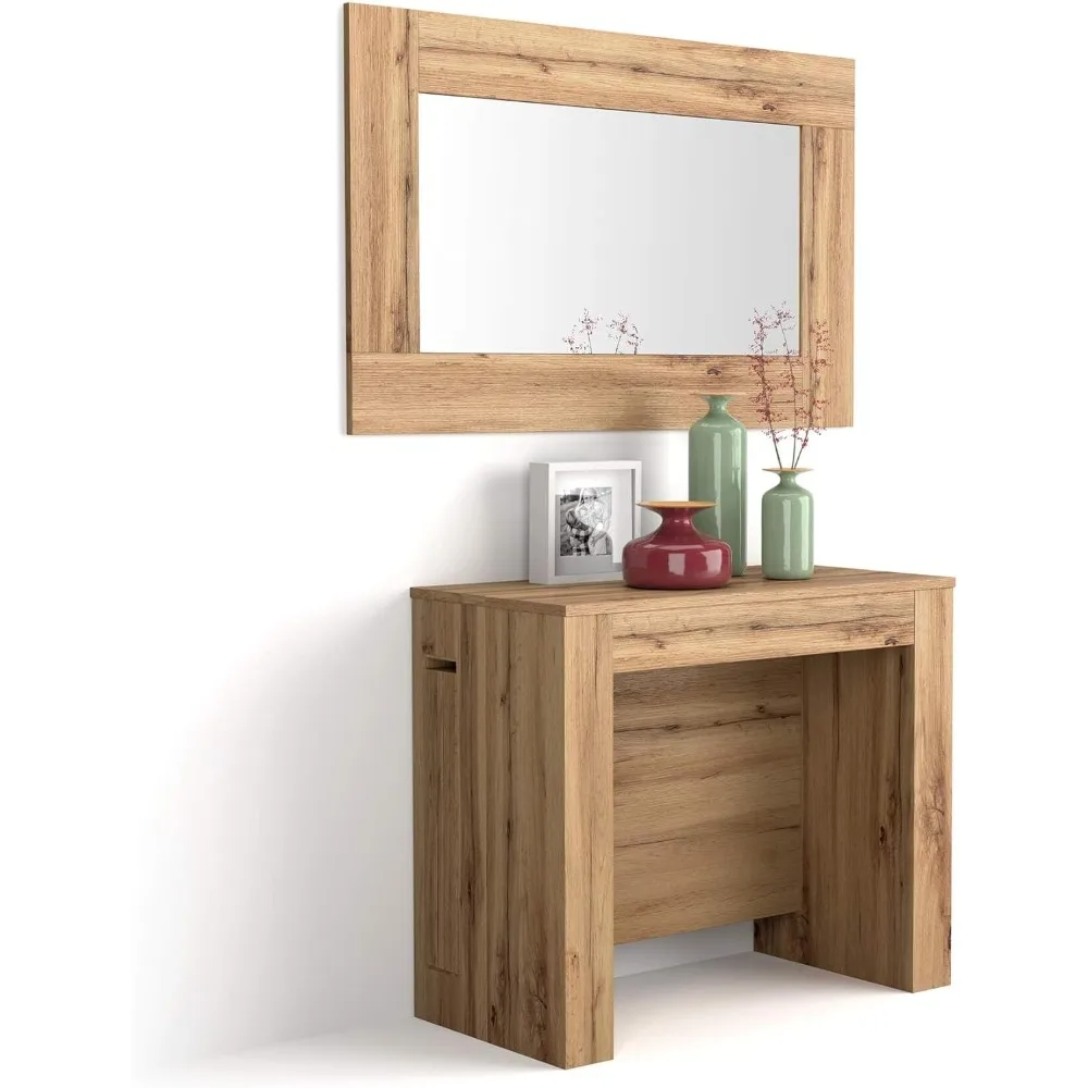 

Easy, Extendable Console Table with Extension Leaves Holder, Rustic Oak, Made in Italy Console Tables