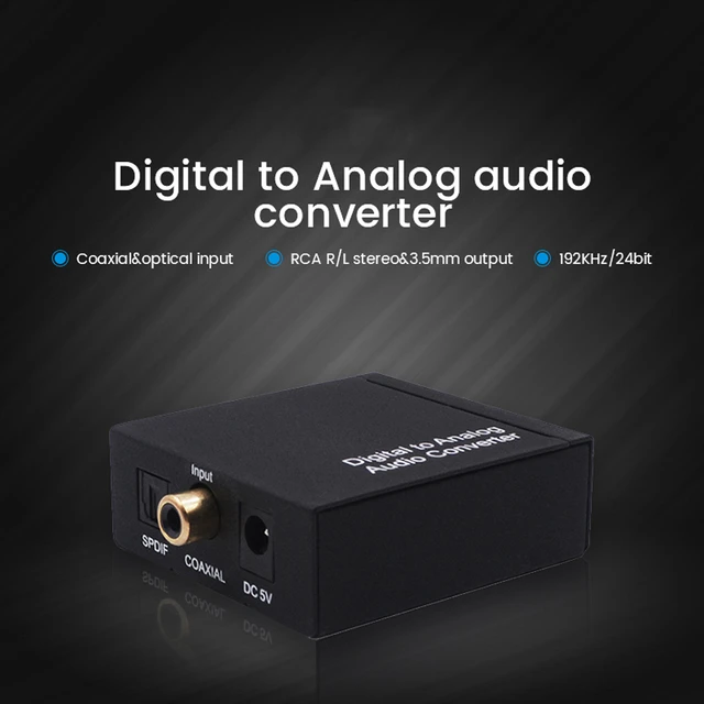 AIXXCO Digital to Analog Converter DAC Digital SPDIF Toslink to Analog  Stereo Audio L/R Converter