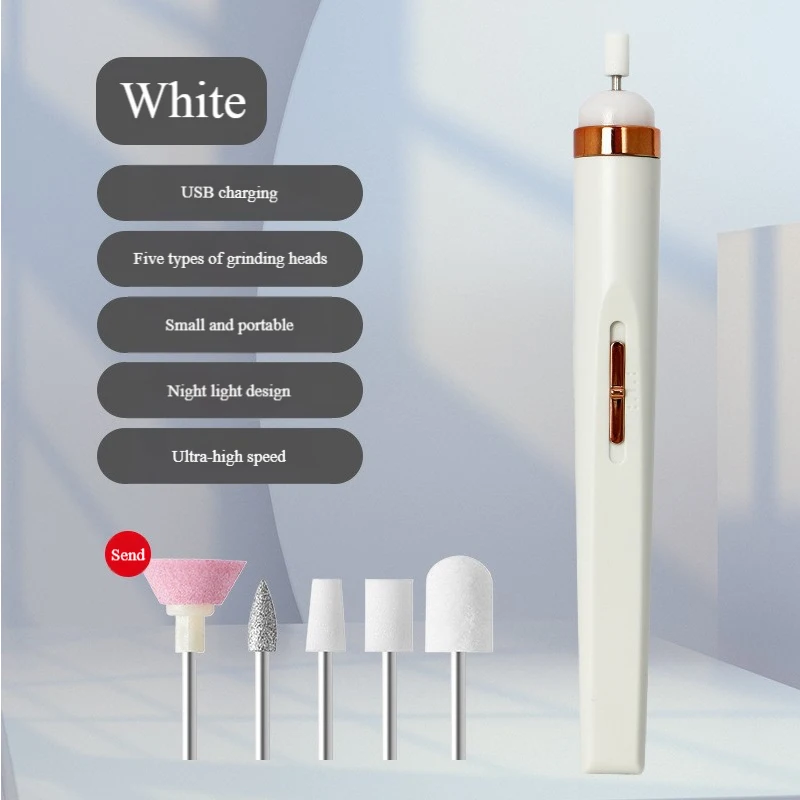 휴대용 전동 네일 파일, 모양 만들기 및 광택 제거용 미니 충전식 드릴, 가정용 매니큐어 도구 키트