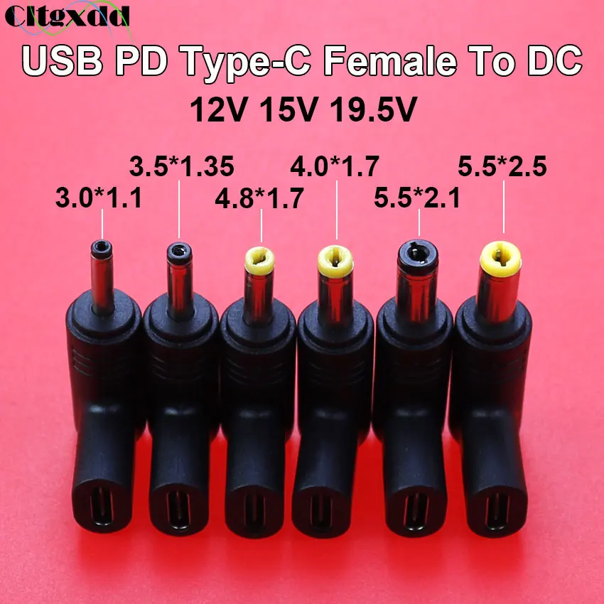 

USB C PD to DC Power Connector 12V 15V 19.5V Type-C Female to DC 4.8*1.7 5.5*2.1 5.5*2.5 Male Plug Charging Adapter Converter