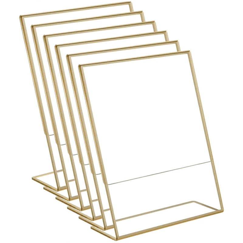 

Акриловая Золотая рамка, Наклонная задняя табличка, держатель для свадебных столов, открыток, ресторанов, знаков, фотографии