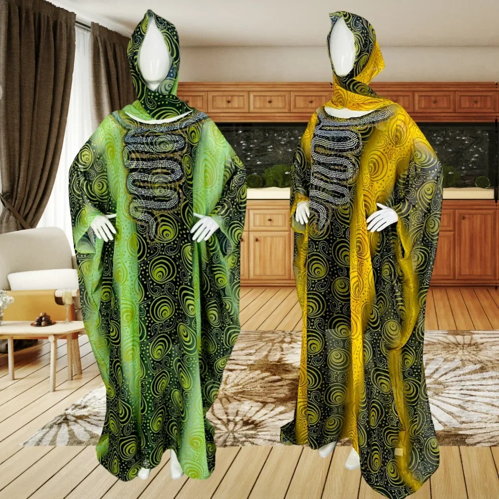 

2024 Африканские свадебные платья для женщин большого размера, кафтан с рукавами «летучая мышь», яркие африканские платья