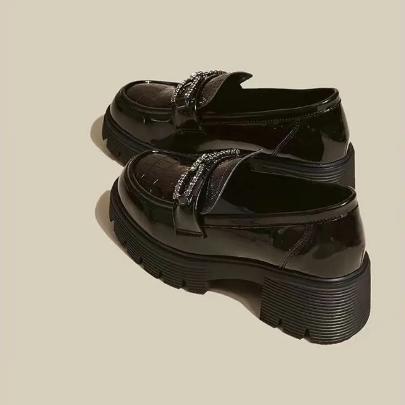 Woman Pumps Loafers Cute Kawaii Platform Shoes For Women Fashion Leather Casual Block Heel Round Toe Chunky Heels Popular Shoe A 6