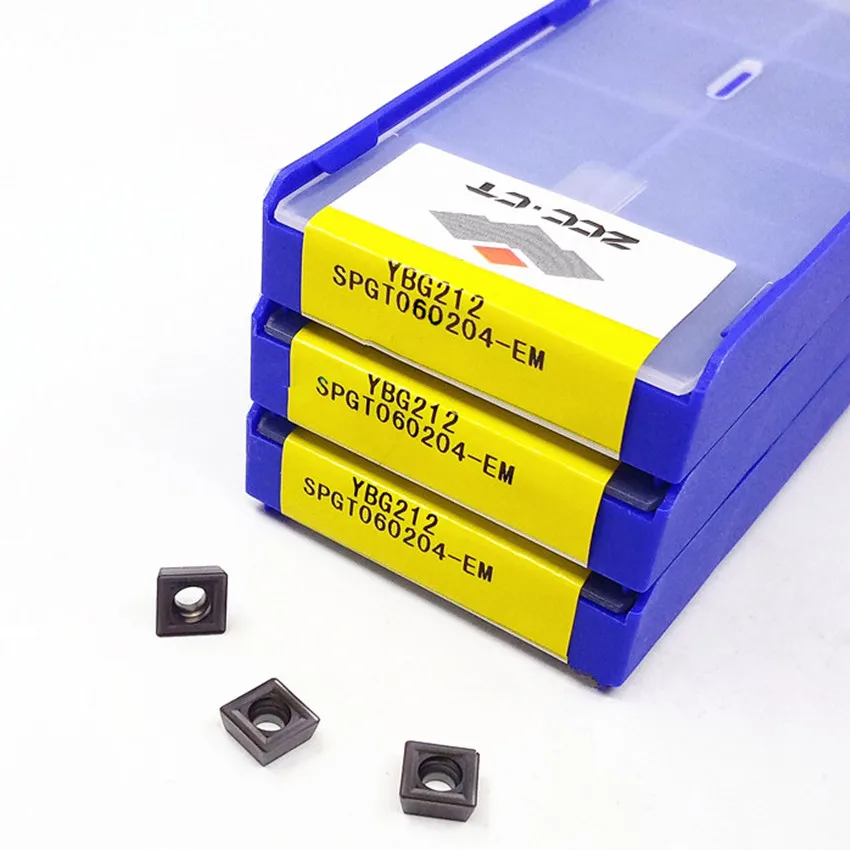 SPGT050204-EM YBG212/SPGT060204-EM YBG212/SPGT07T308-EM YBG212/SPGT090408-EM YBG212 ZCC.CT, карбидные вставки для U-drill CNC, 10 шт./коробка