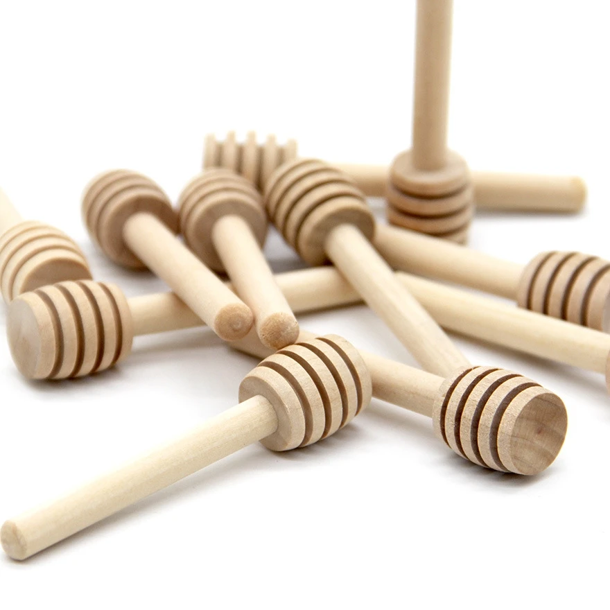 10/30/50Pcs High Quality Honey Stir Bar Mixing Handle Jar Spoon Natural Wooden Honey Wooden Stick Spoons Kitchen Tools