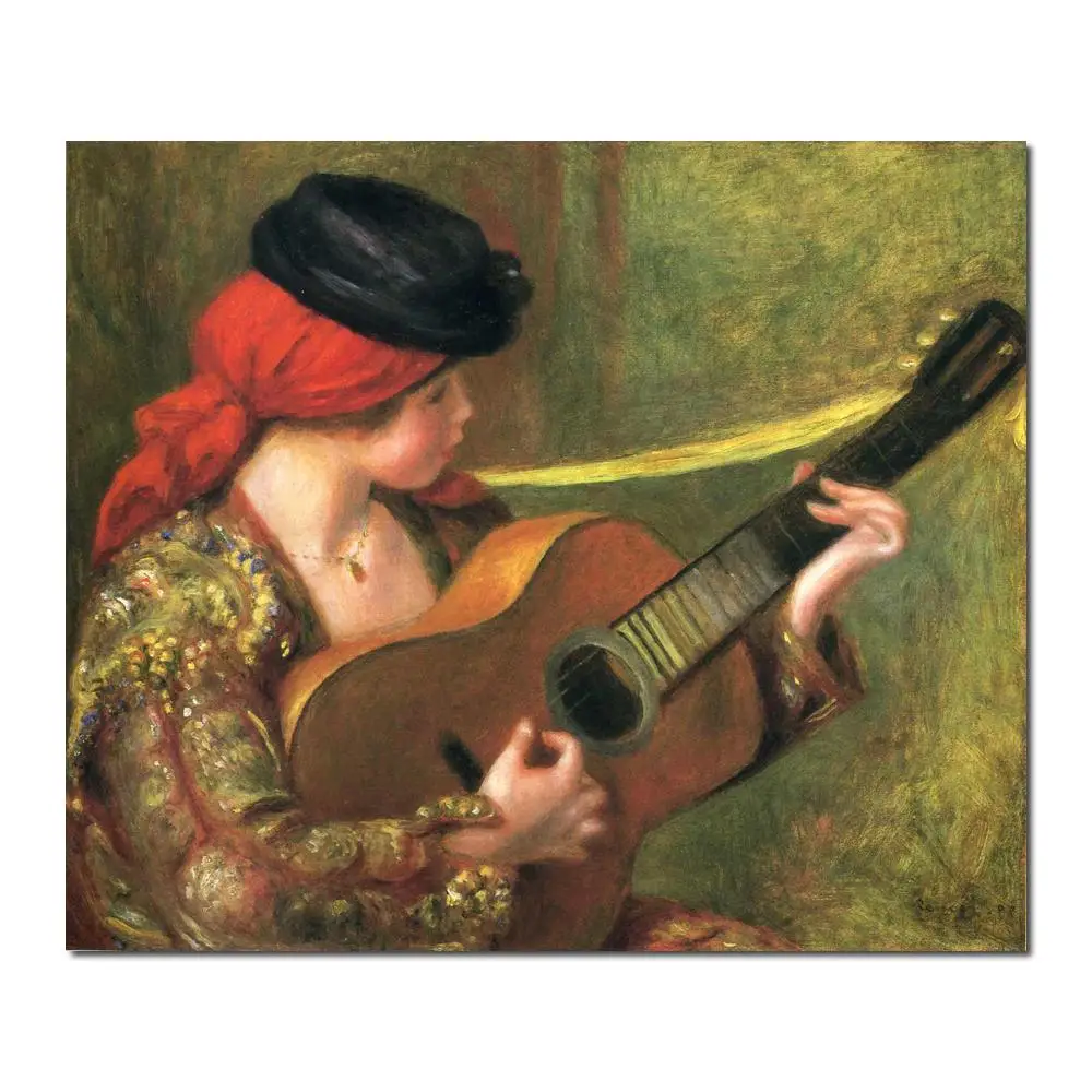 

oil painting art gallery Young Spanish Woman with a Guitar by Pierre Auguste Renoir reproduction Canvas Handmade High quality