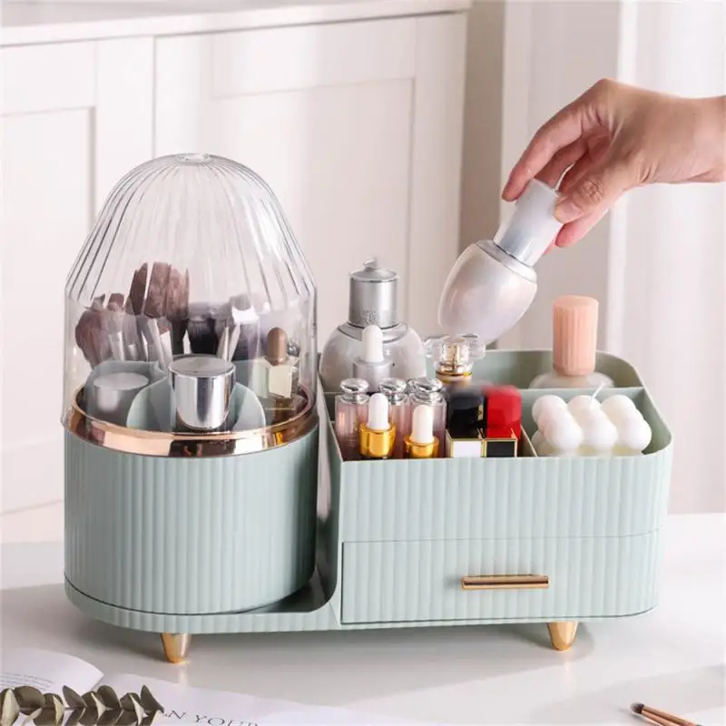 

Dressing Table Organizer Cotton Pad Dustproof Durable Drawer Design High Capacity Makeup Storage Box With Cotton Pad Luxurious