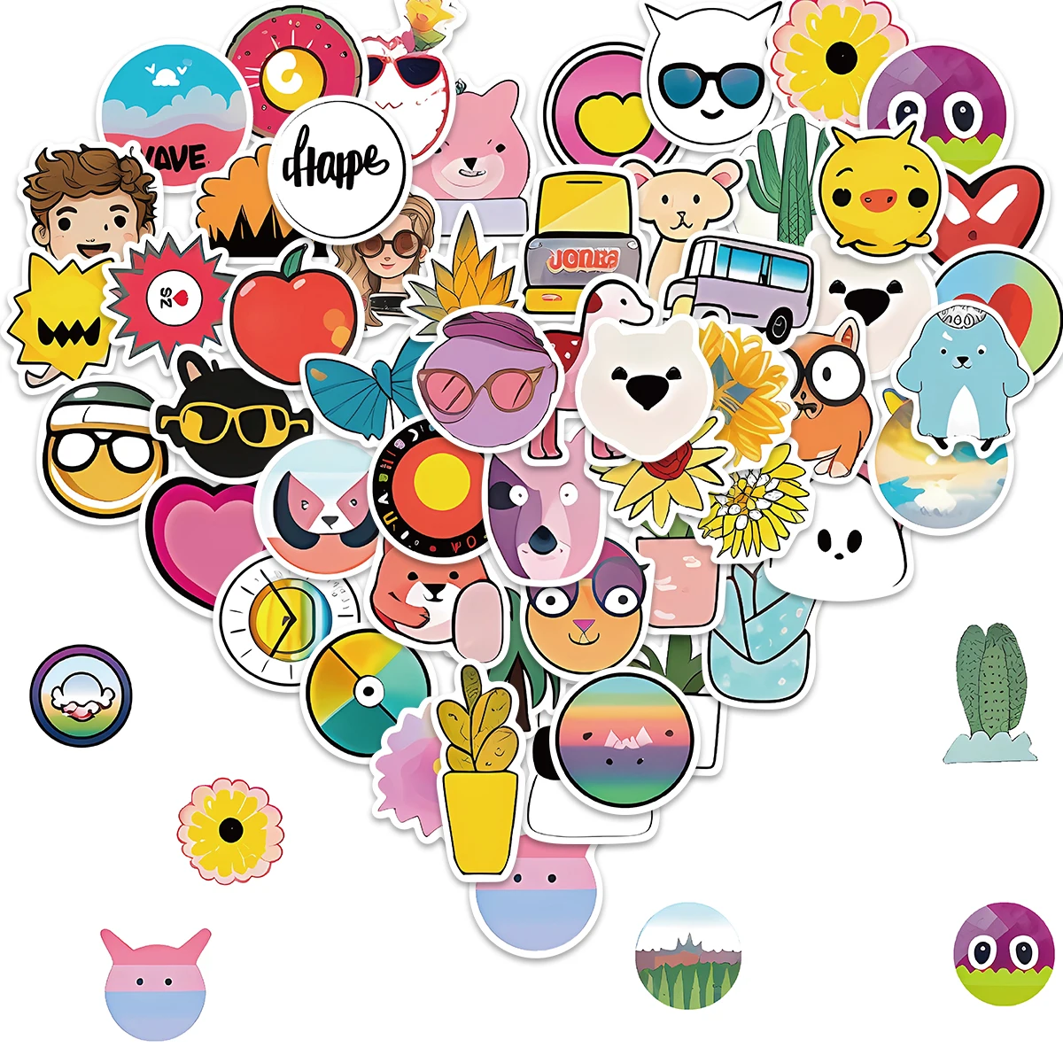 

10/60pcs Stickers For Girl Love Small Fresh Graffiti Skateboard Waterproof Suitcase Luggage DIY Laptop Car Stickers Decals