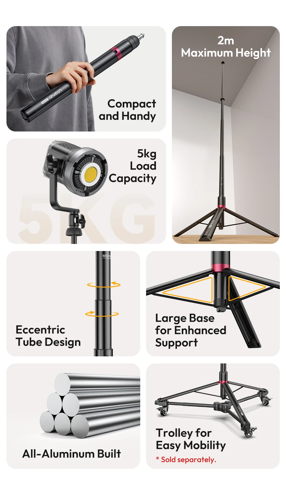 Ulanzi AT-05 2M Heavy Duty Foldable Light Stand description image 2