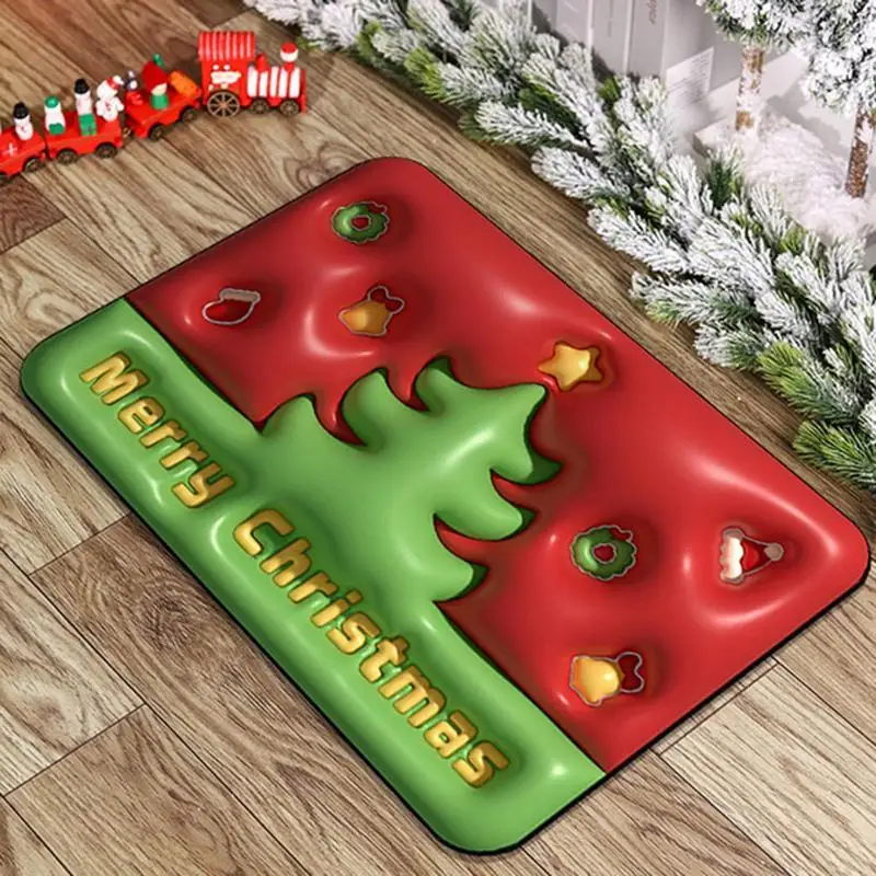 외부 미끄럼 방지 샤워 러그, 흡수성 목욕 러그, 속건성 및 부드러운 문짝 매트, 메리 크리스마스 3D 욕실 매트