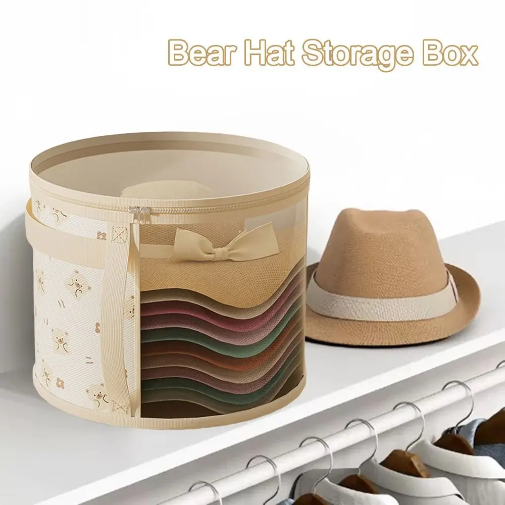 Clear Window Hat Storage Bucket Universal with Handle Clothes Storage Bin Round Brim Closet Organization Cap Storage Organizer 5