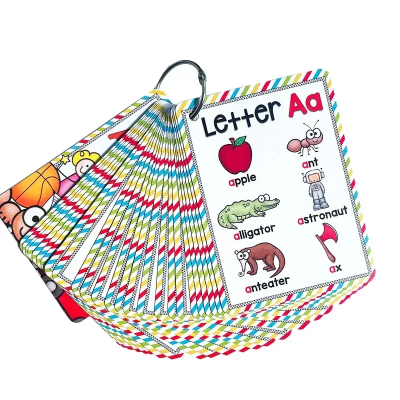 Children's 26 Letters ABC Alphabet Phonics Flashcards Pocket Word Cards for Kids Baby Early Childhood English Learning Toys 6