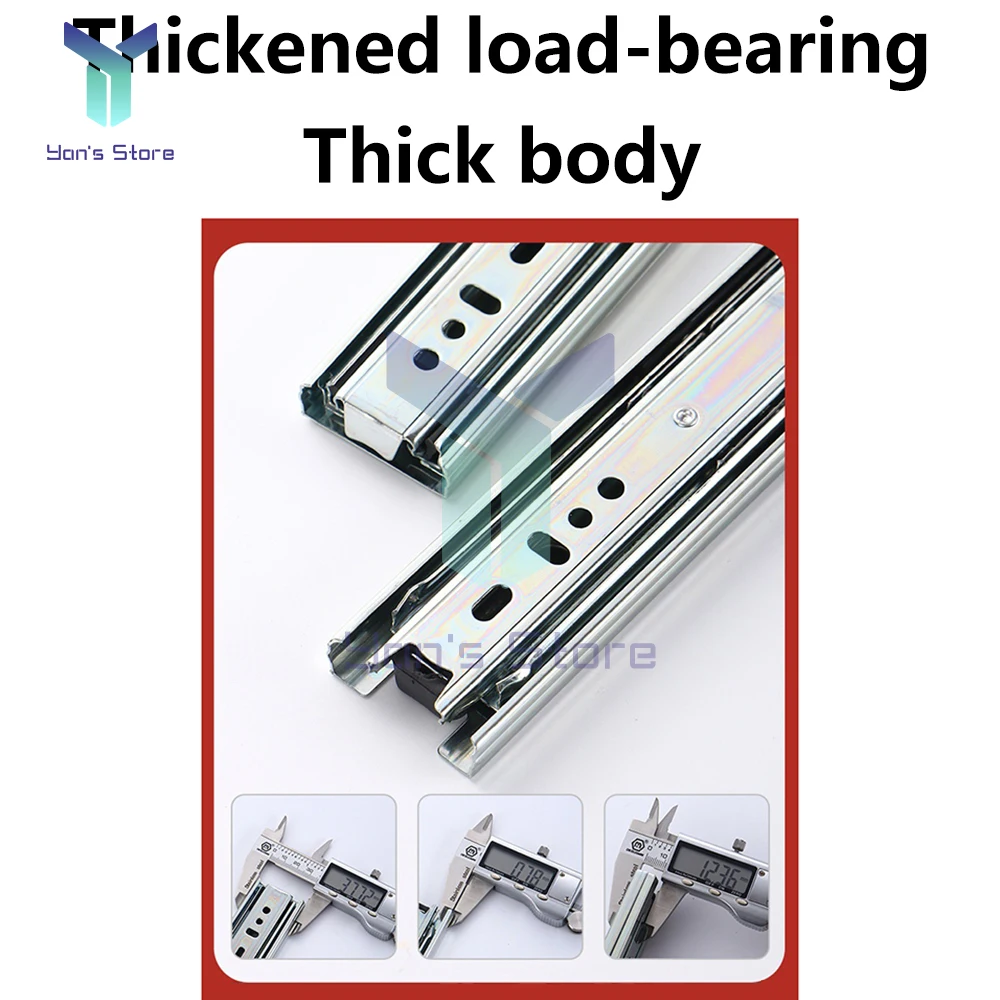 1Pair 12/14/16 Inches Drawer Slide Wide 40 Two-section Ultra-narrow Ball Slide Steel Cabinet Two Way Chute Rail Drawer Track drawer slides