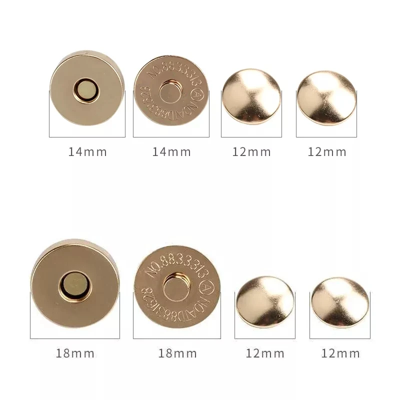 10 Sets Wallet Button Rivet 14 / 18 mm Bags Metal snaps Environmental Clasps Thickening Magnetic Automatic Adsorption Buckle 2