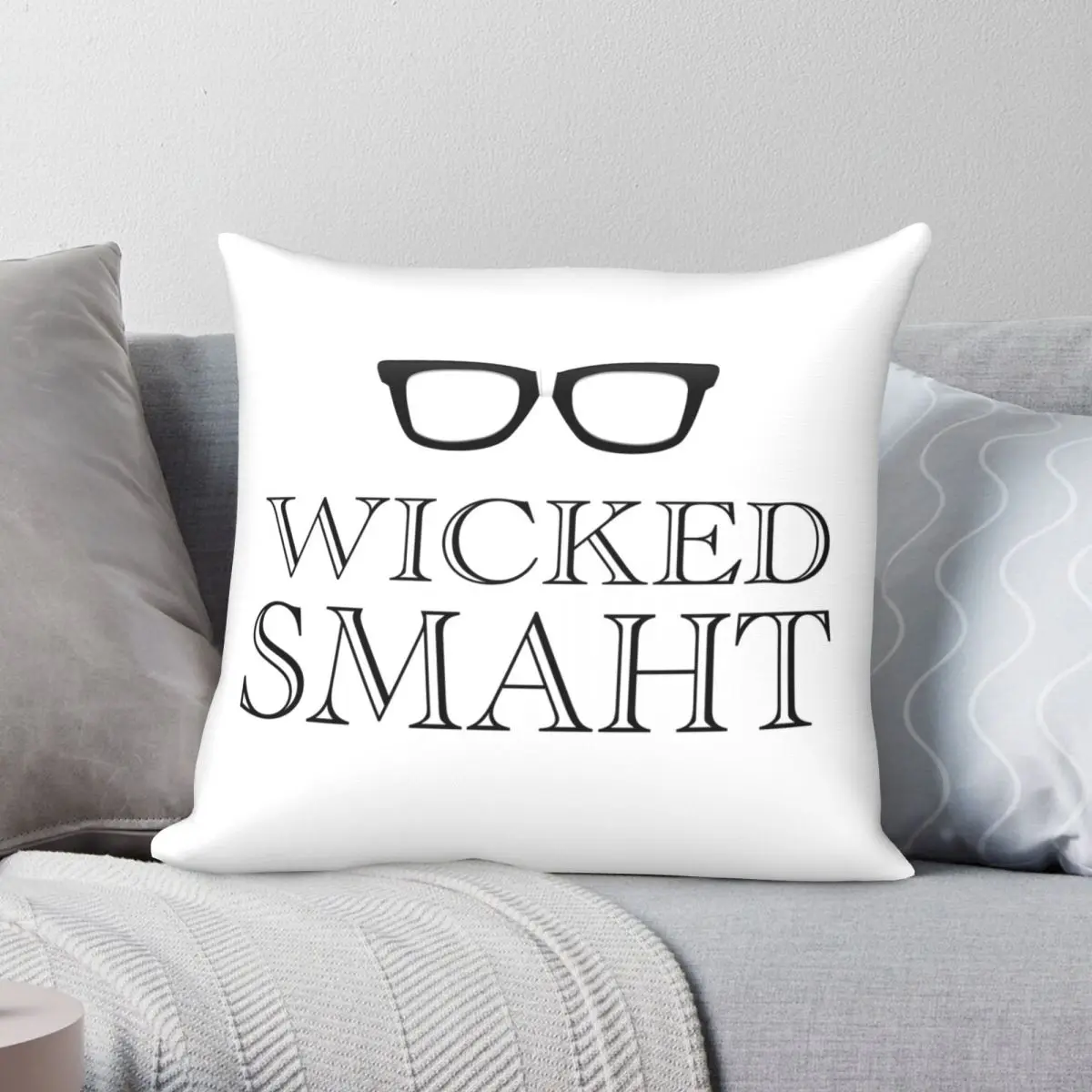 

Wicked Smaht Boston Humor Square Pillowcase Polyester Linen Velvet Pattern Zip Decor Pillow Case Car Cushion Case