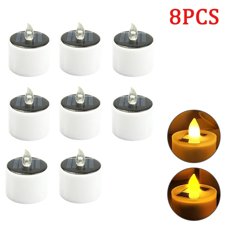 Set of 10 Waterproof Solar-Powered Flameless LED Tea Light Candles for Outdoor and Home Décor