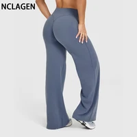 NCLAGEN Straight-Leg Pants Ultra Soft Butter Fabric Women's Mid-Waist Yoga Pants GYM Naked Feel Pilates Running Sport Trousers
