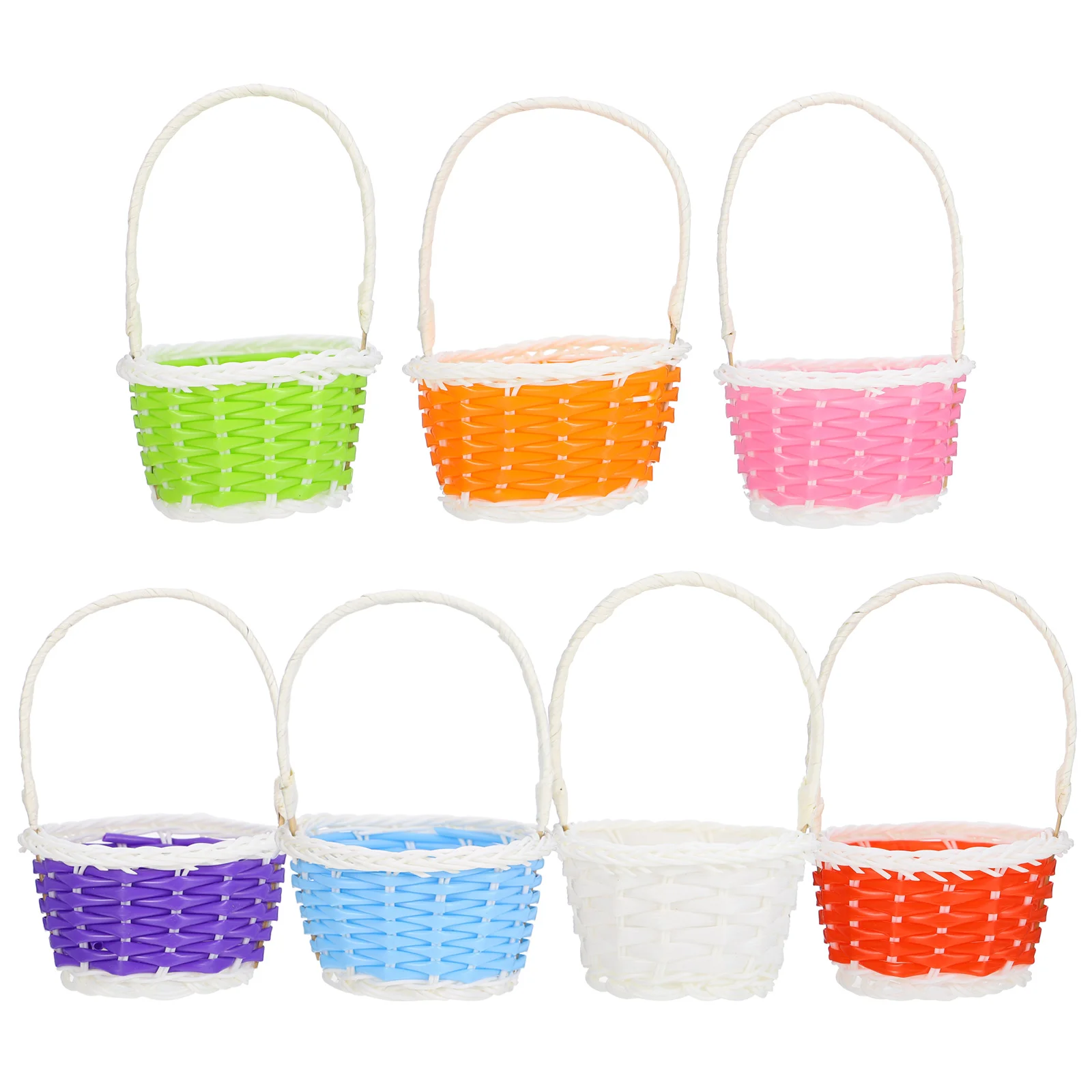 7 Pcs Easter Egg Basket Plastic Craft Baskets Decoration Props Flower Containers Fruit Practical Storage Holders