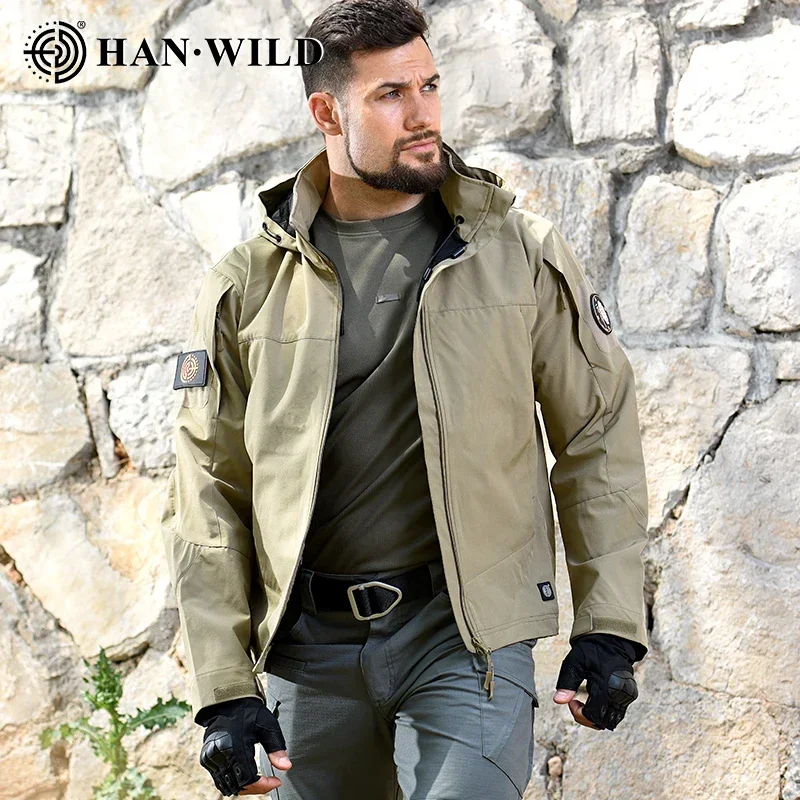 Men SoftShell Jacket Casual Airsoft Tactical Jackets Waterproof Windproof Hooded Coat Outdoor Hiking Softair Men Clothing 3