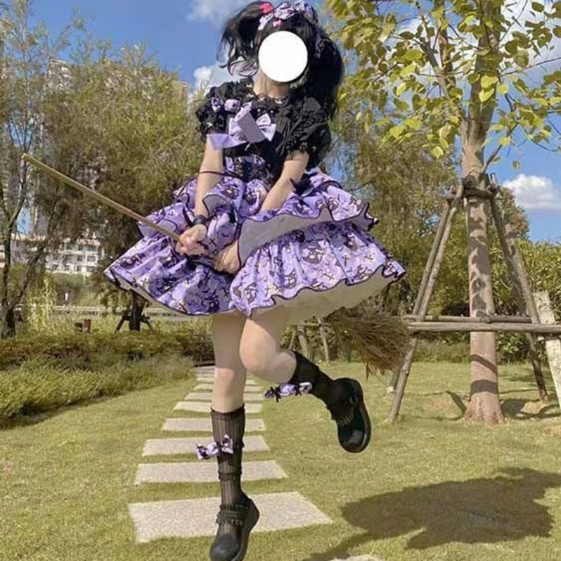 Victorian Sweet Lolita Dress Women Kawaii Elegant Y2k Chic Retro Gothic Dresses Girls Witch Pattern Midi lolita dress lolita suspender dress suspender dress