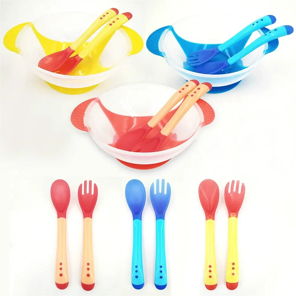 Baby Bowl Set Training Bowl Spoon Tableware Set Dinner Learning Dishes with Suction Cup Children Training Dinnerware