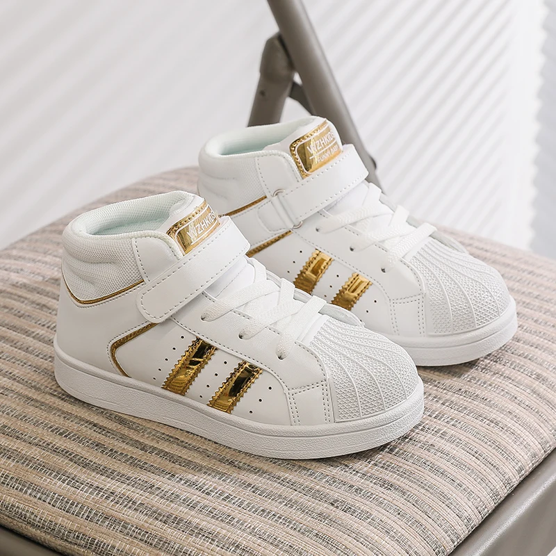 

White Sneakers Children Casual Shoes Kids Sneakers Autumn Boots For Boys Girls Striped Sport Running Breathable Leather Infantil
