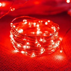 Enchanting LED Fairy Lights - Battery - Powered Copper Wire Garland - 20M (Red)