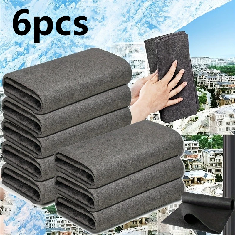 6pcs Magic Glass Cleaning Cloths,polyester Fiber Window Mirror Cleaning Rags for Home Car Restaurant Kitchen Bathroom