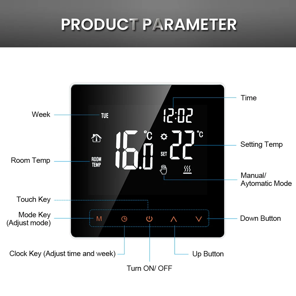 Tuya WiFi Smart Thermostat, Electric Floor Heating Water/Gas Boiler Temperature
