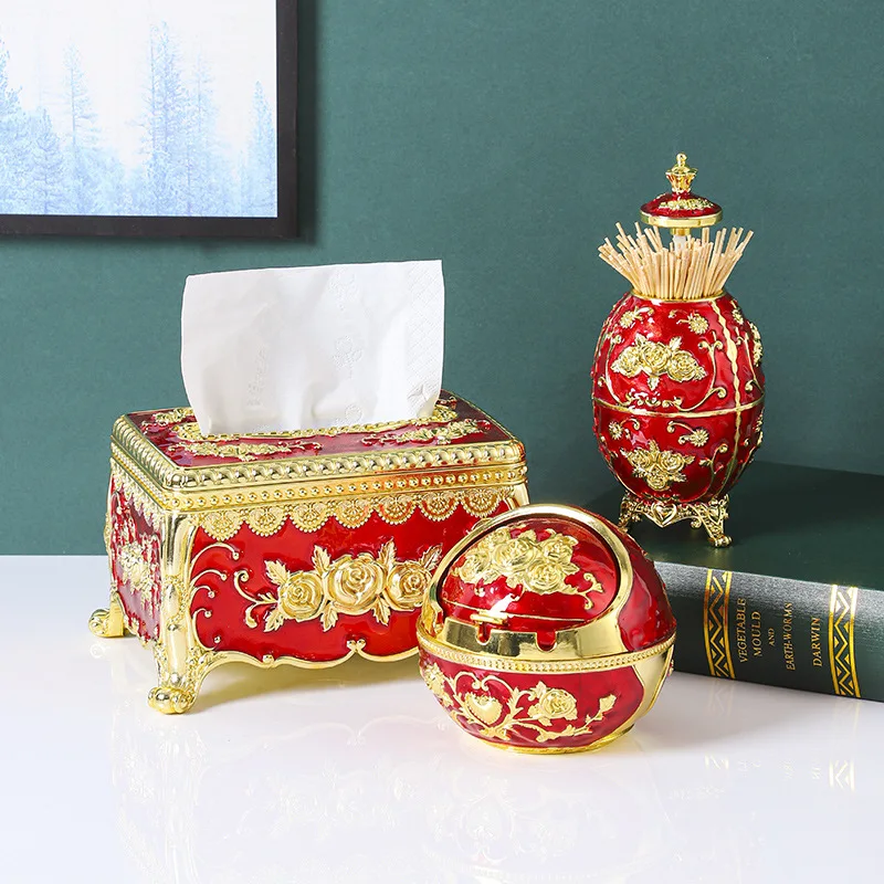 Set 3pcs tissue box cute toothpick box Ashtray Organizer box Nordic style home decor multi-functional tissue dispenser holder 4