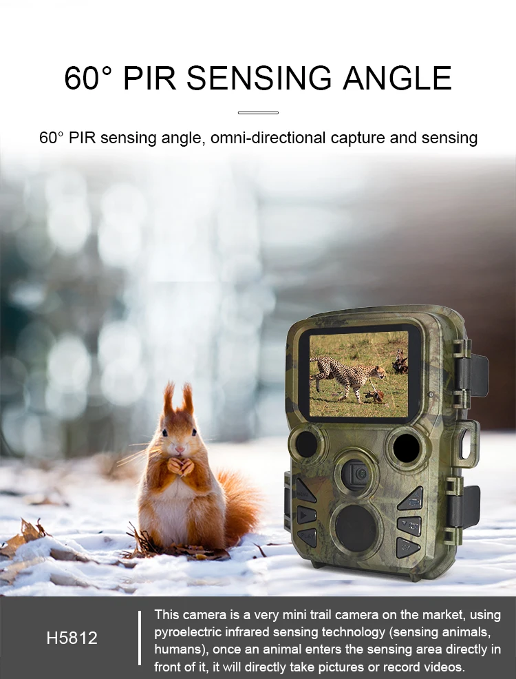 Mini Trail Camera, Wildlife Camera, 512GB Memory Card, Hunting Camera for Security, 4K, 20MP
