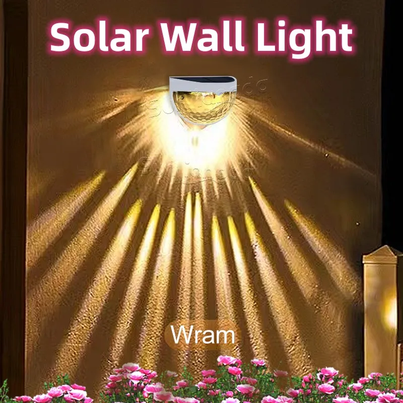 

2pcs Semicircle LED Solar Powered Wall Lamp Waterproofing Outdoor Lighting Fence Light for Courtyard Garden Guardrail Step Decor