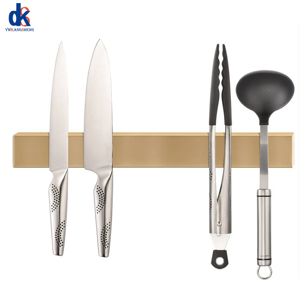 

40CM Gold Magnetic Knife Holder Stainless Steel Silver Gray Non-piercing Wall Mount Knife Block Magnet Holder Storage Rack