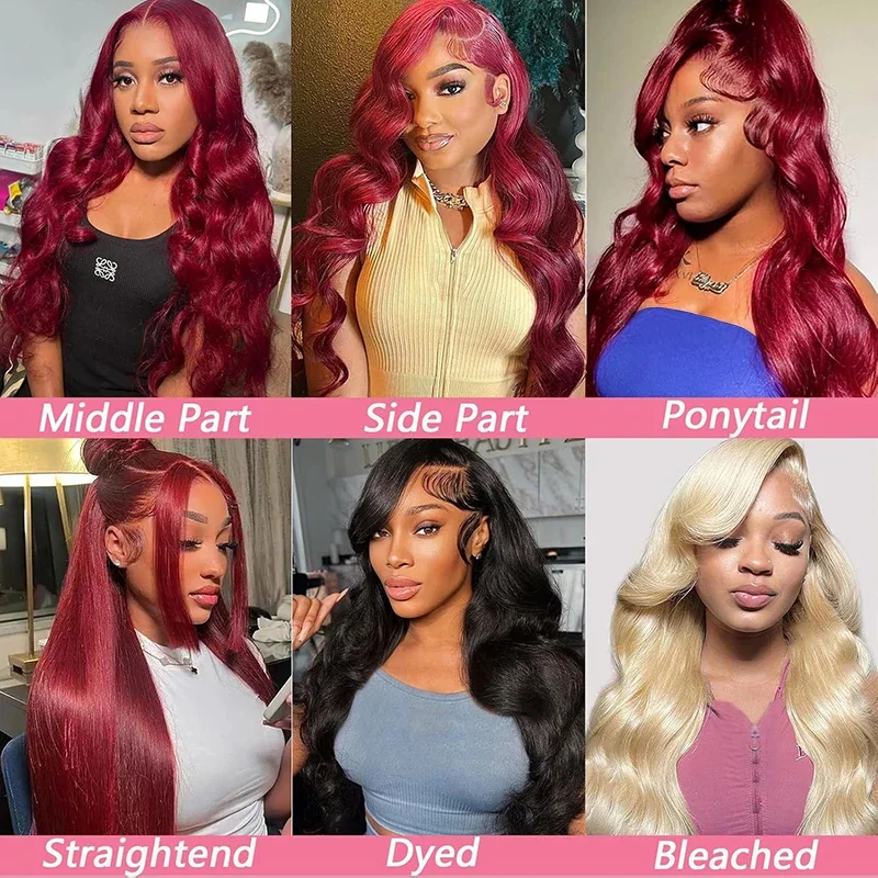 99j Burgundy 13x6 Lace Front Wigs Human Hair Straight Red Wig Human Hair 13x4 Lace Frontal Wigs Human Hair Pre Plucked 30 inch