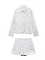 KONDALA Vintage Chic Women Jewels Suit Turn-down Collar Long Sleeve Blouse Straight Loose Shorts New Fashion 2025 Autumn Sets - Image 6