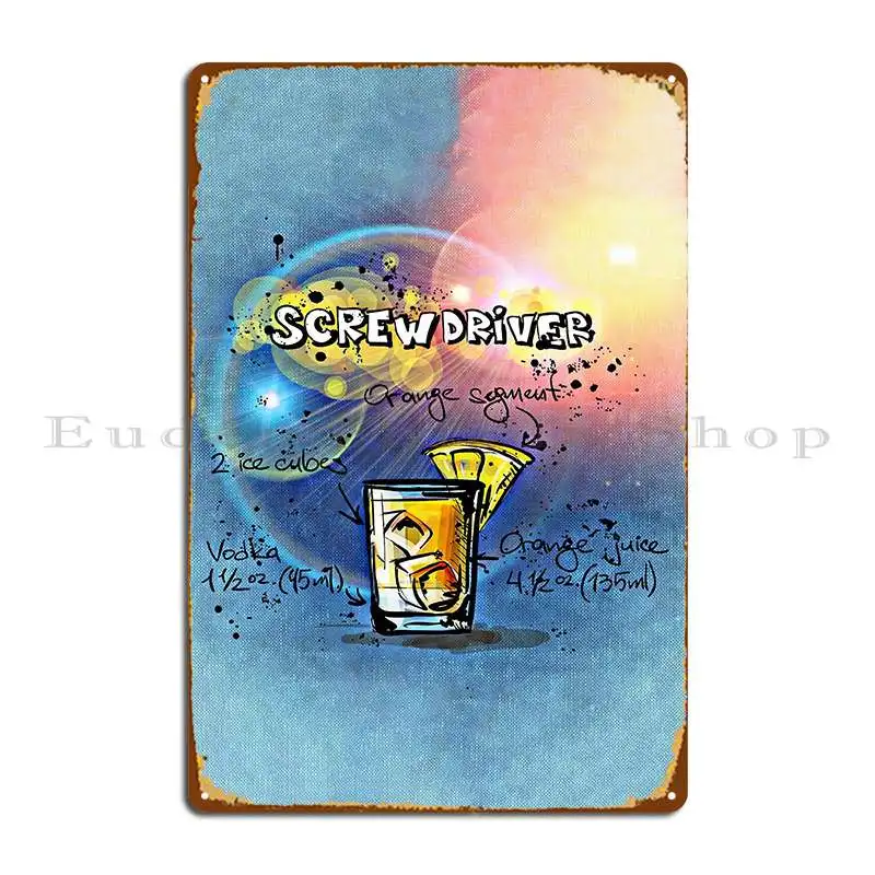 Возьмите рецепт своего любимого коктейля отвертка металлический плакат с зубчатым наконечником создание детской картины для кинотеатра жестяной плакат