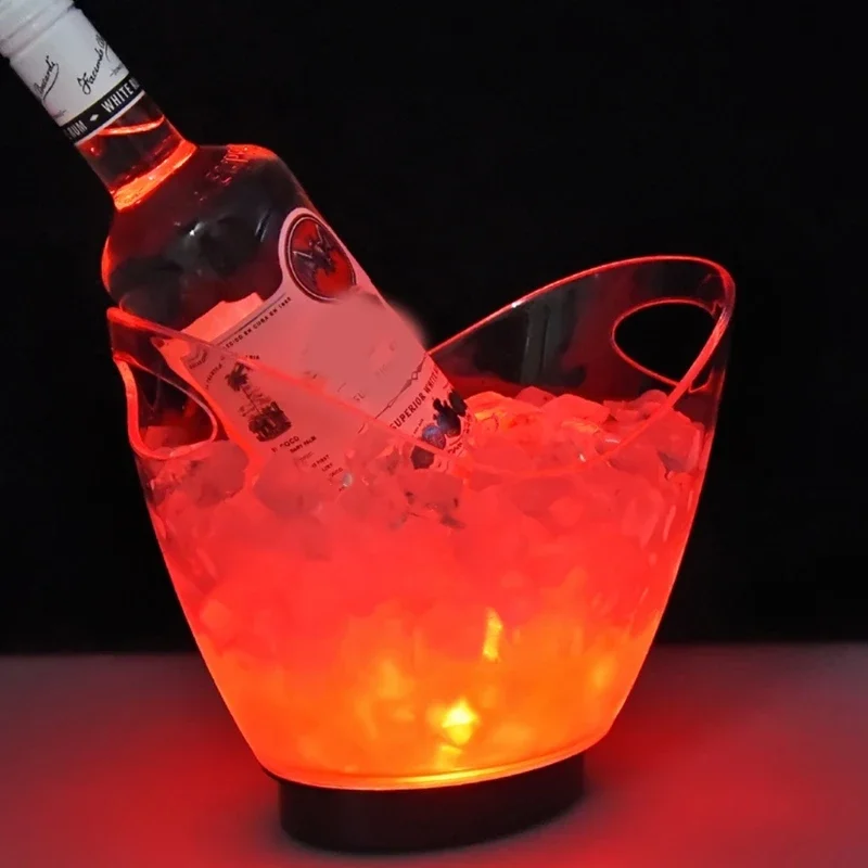 4LWaterproof LED Ice Bucket Nightclub Bar Party Champagne Wine Bucket 6 Color Transparent Light Wine Barrel