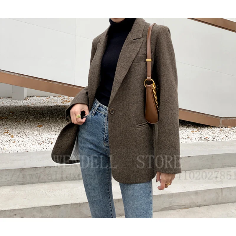 Autumn And Winter Loose Casual Temperament Suit Retro Herringbone