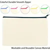 12-Pack Blank Canvas Zipper Pouch Bags, Fabric Pencil & Cosmetic Cases, DIY Craft Travel Pen Cases 4