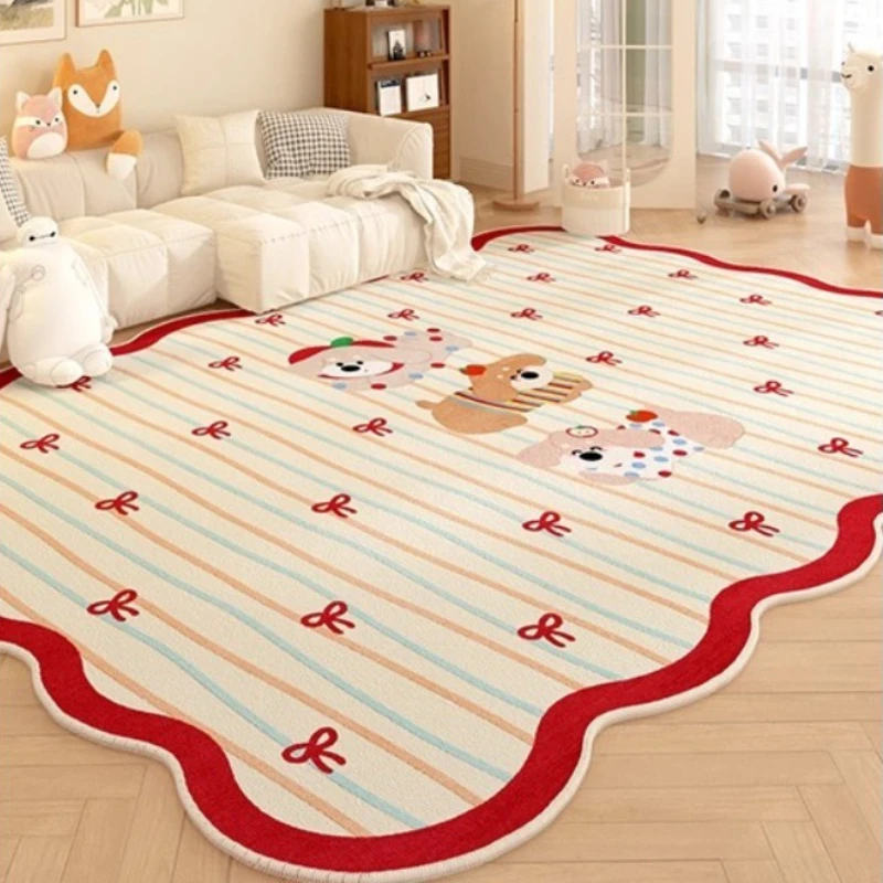 Irregular Living Room Carpet Wavy Edge Cartoon Line Plaid Pattern Bedroom Rug Modern Creative Design Sofa Coffee Table Mat Tapis