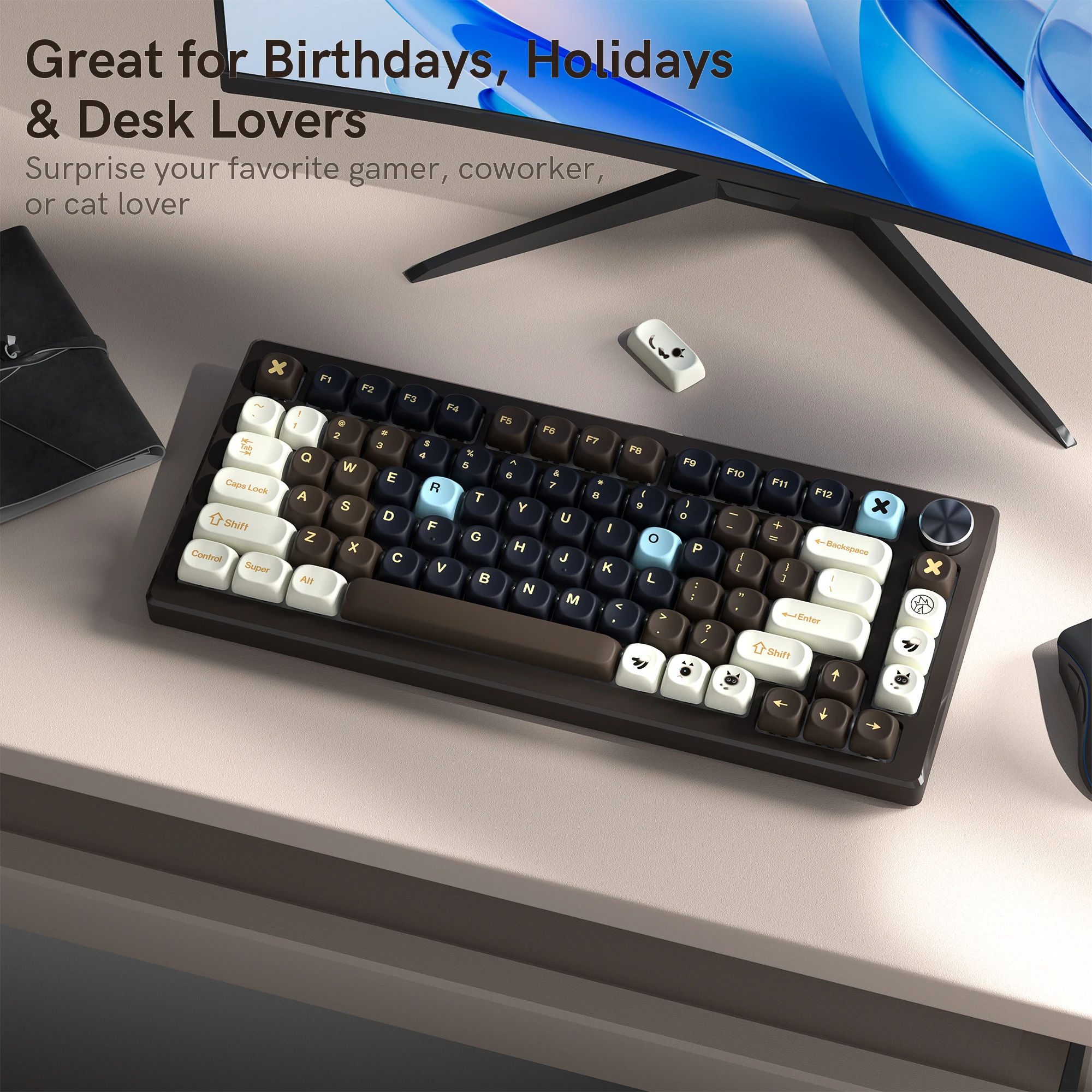 Cartoon Cat Cafe Keycap Set: MAO Profile, PBT