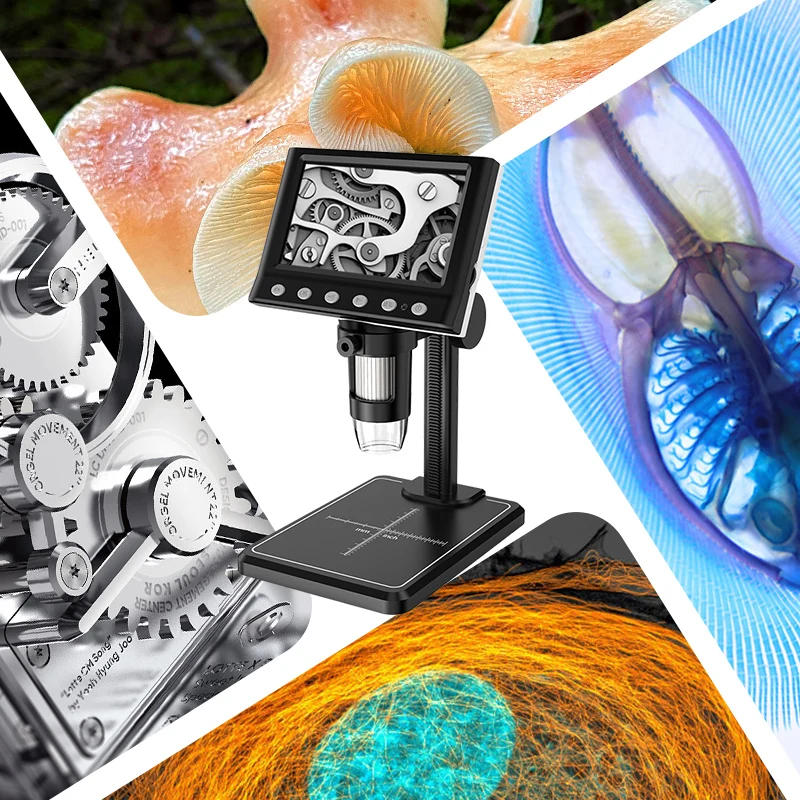 Digital Microscope 4.3 In LCD 40-1000X Coin Microscope USB Magnifier with High Stand 8 LED For Kids