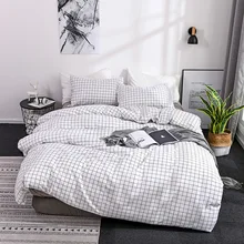 Simple Plaid Pattern Sanding Bedding Set Queen Single Duvet Cover and Pillowcases Bedroom Twin Double Bed King Size Quilt Covers