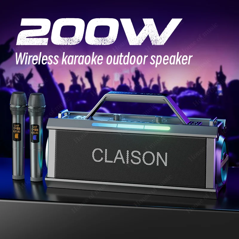 Haut parleur sans fil portable karaoké extérieur, RapSubwoofer avec 2