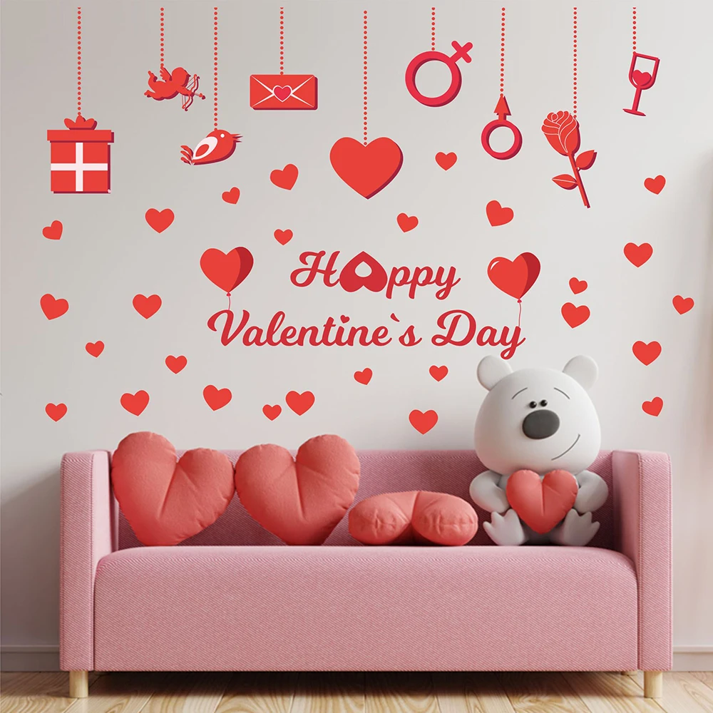 

Creative Emotional Atmosphere Red Love Rose Cupid Envelope Gift Valentine's Day Wedding Wall Sticker Living-room Foyer Decor