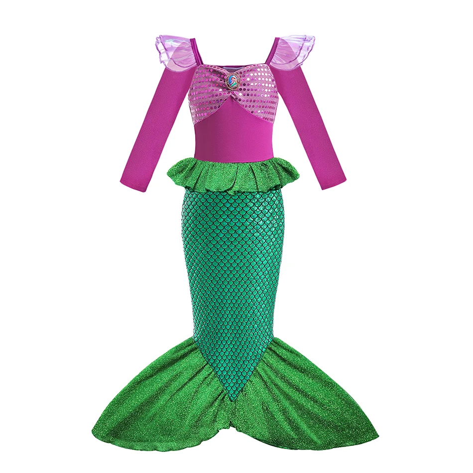 thumbnail image 1 of Disney vestidos de princesa para niñas, disfraz de la Sirenita Ariel, Carnaval, fiesta de cumpleaños, ropa de fantasía para niños, 1 of 4