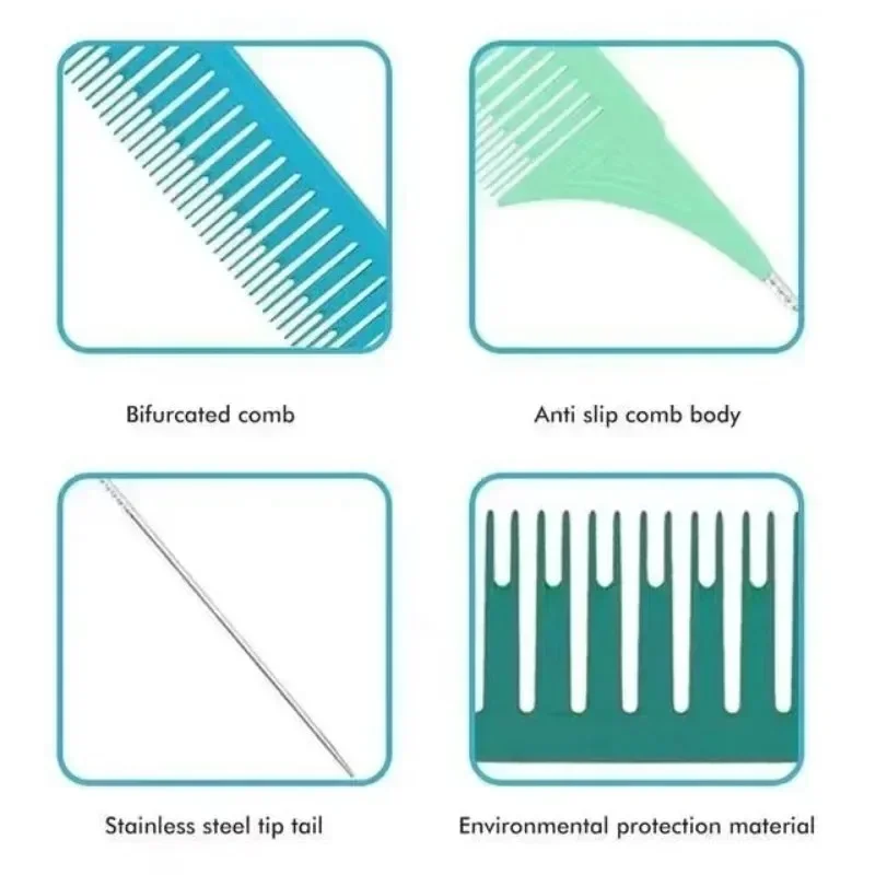 3pcs Hairbrush Hair Styling Combs Tailed Comb Set Coloring Dyeing Comb Salon Tool Sectioning Highlighting Weaving Cutting Comb 4