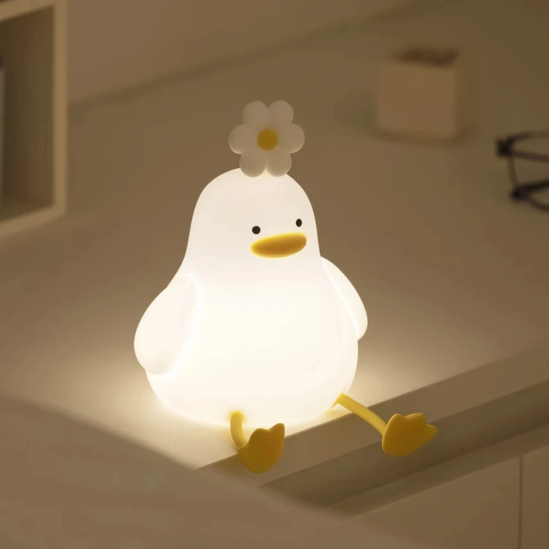 

Cute Duck Led Night Light USB Rechargeable Ambient Light Silicone Lamp Touch Switch Children's Room Decoration Birthday Gift