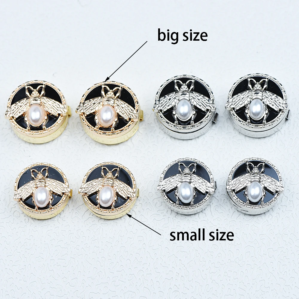 2PCS Cute Pearl Bee Button Covers Set Round Cufflinks Button Apparel Decorative For Shirts Tuxedos & Dresses
